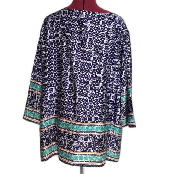 Chico's Whimsy Popover Blouse Women Size XL(16) Majestic Blue Tassel Detail NWT - Picture 5 of 12